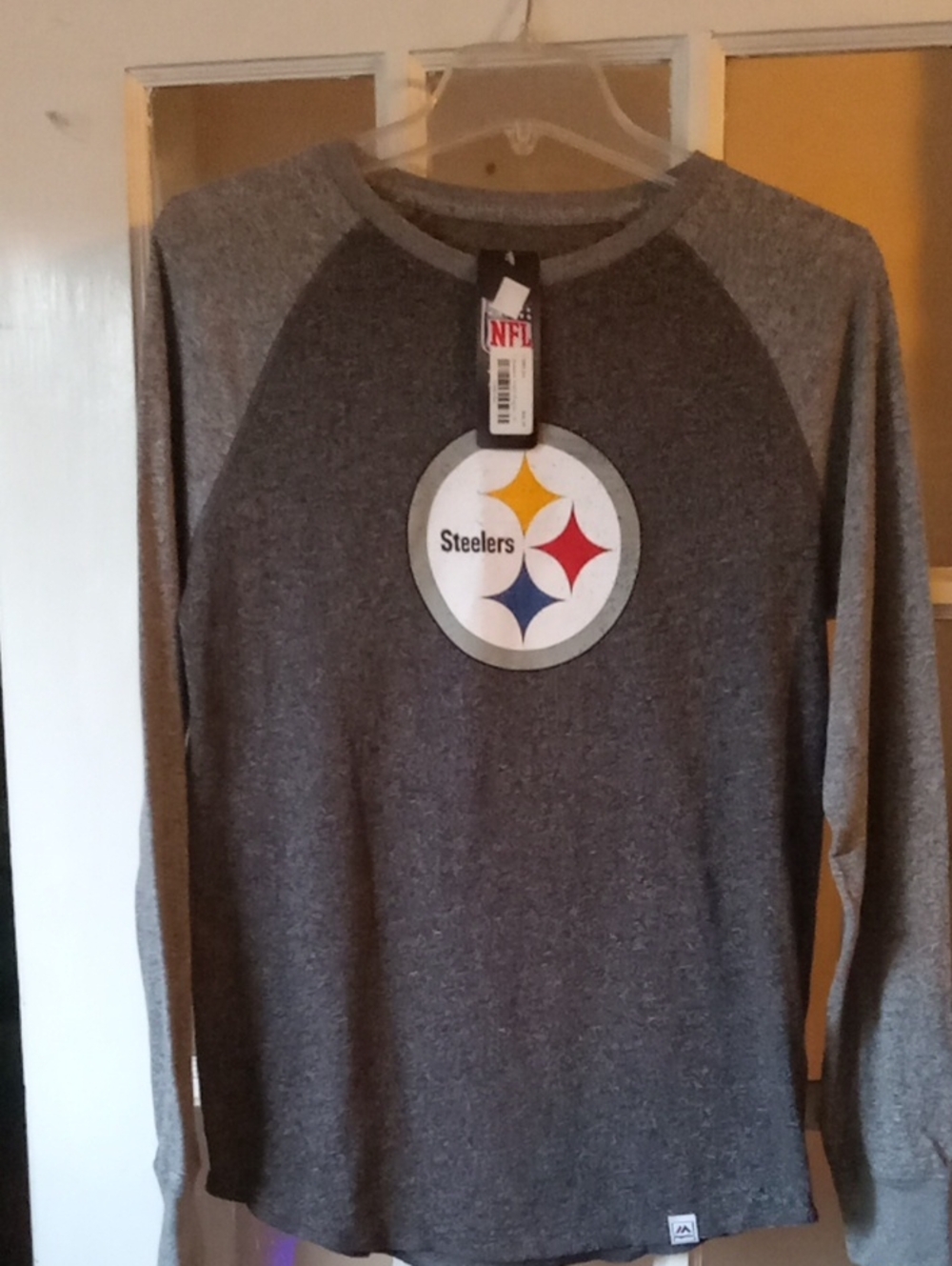 NFL Pittsburgh Steelers Heather Gray Long Sleeve Raglan Shirt